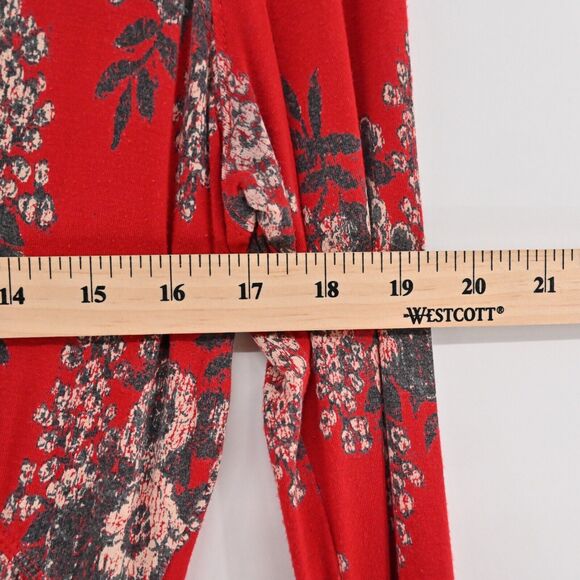 FREE PEOPLE Top Womens Size XS Speak Easy Red Floral V Neck Bell Sleeve Babydoll - Picture 11 of 12